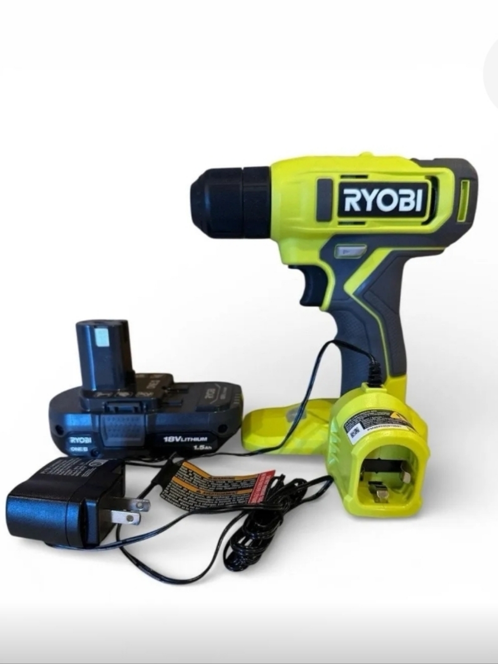 RYOBI ONE+ 18V Cordless 3/8" Drill Driver Kit 1.5 Ah Battery & Charger PCL201.